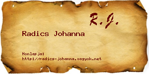 Radics Johanna névjegykártya